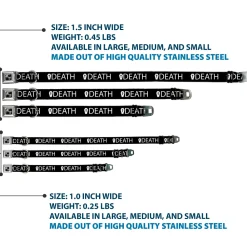 Dog Bone Black/Silver Seatbelt Buckle Collar - DEATH/Coffin Black/White