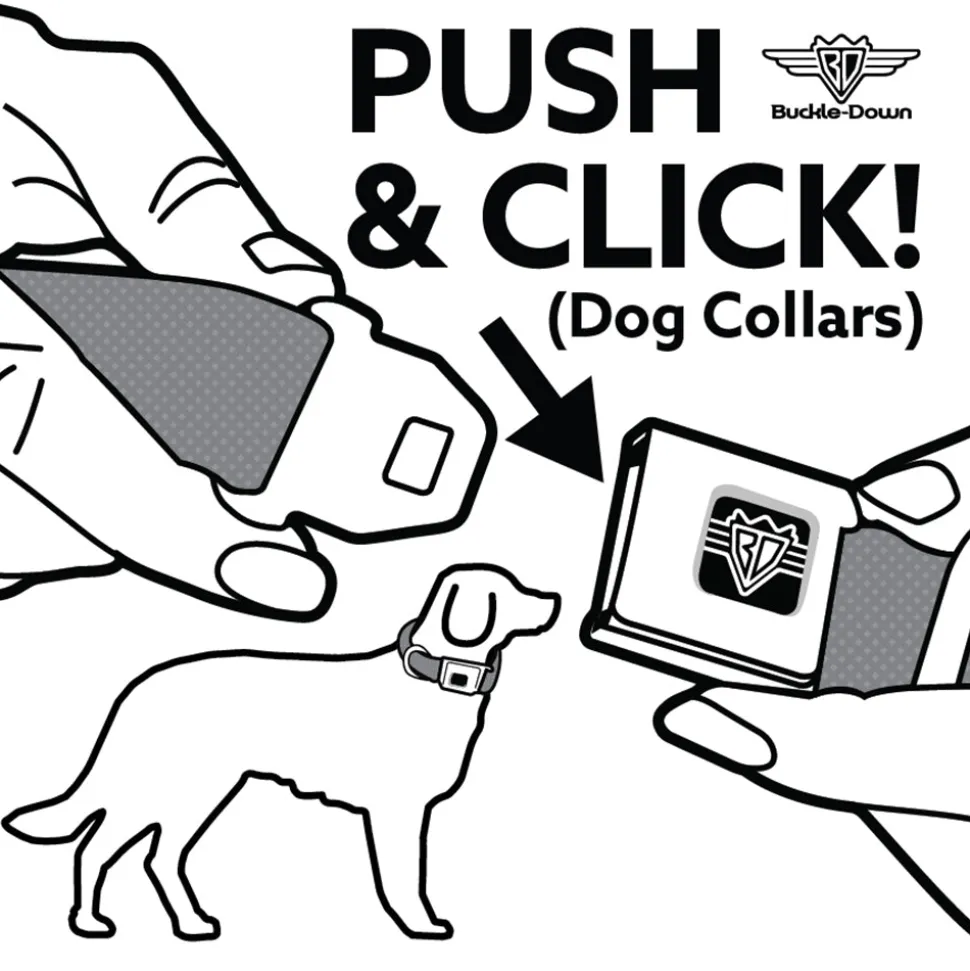 Dog Bone Black/Silver Seatbelt Buckle Collar - DEATH/Coffin Black/White