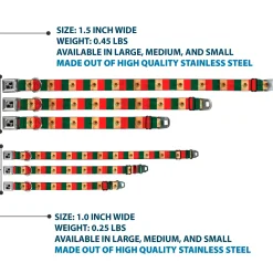 Dog Bone Black/Silver Seatbelt Buckle Collar - Mexico Flag Continuous Vintage