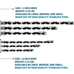 Dog Bone Black/Silver Seatbelt Buckle Collar - Plastic Mustache White/Black