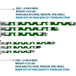 Dog Bone Black/Silver Seatbelt Buckle Collar - Golf Balls Scattered Green/White