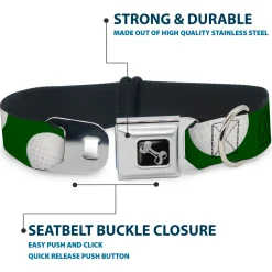 Dog Bone Black/Silver Seatbelt Buckle Collar - Golf Balls Scattered Green/White