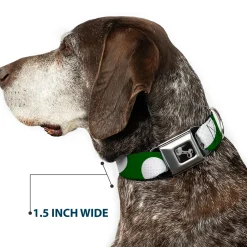 Dog Bone Black/Silver Seatbelt Buckle Collar - Golf Balls Scattered Green/White