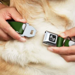 Dog Bone Black/Silver Seatbelt Buckle Collar - Golf Balls Scattered Green/White