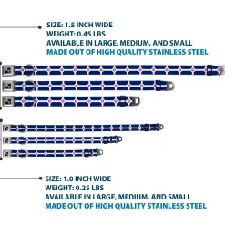 Dog Bone Black/Silver Seatbelt Buckle Collar - Indianapolis Flag Navy Blue/White/Red