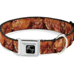 Dog Bone Black/Silver Seatbelt Buckle Collar - Vivid Hot Wings Stacked