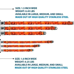 Dog Bone Black/Silver Seatbelt Buckle Collar - Vivid Hot Wings Stacked