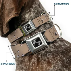 Dog Bone Black/Silver Seatbelt Buckle Collar - Desert Camo Tans/Browns