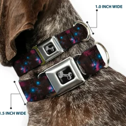 Dog Bone Black/Silver Seatbelt Buckle Collar - Orion's Belt Constellation