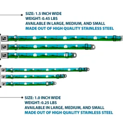 Dog Bone Black/Silver Seatbelt Buckle Collar - Golf Course/Balls/Holes Blues/Greens