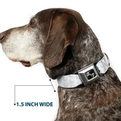 Dog Bone Black/Silver Seatbelt Buckle Collar - Golf Ball Dimples Whites