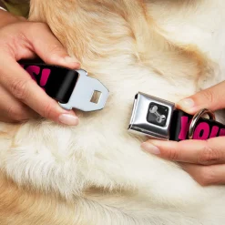 Dog Bone Black/Silver Seatbelt Buckle Collar - IN YOUR DREAMS! Black/Pink/Green/Yellow