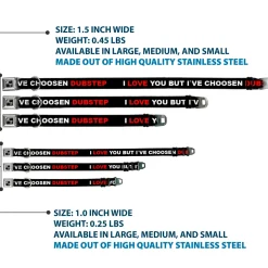 Dog Bone Black/Silver Seatbelt Buckle Collar - I LOVE YOU BUT I'VE CHOSEN DUBSTEP Black/White/Red