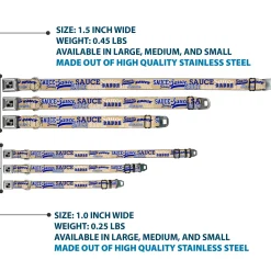 Dog Bone Black/Silver Seatbelt Buckle Collar - SAUCE Typography Collage Tan/White/Blue