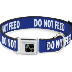 Dog Bone Black/Silver Seatbelt Buckle Collar - Pet Quote DO NOT FEED Navy/White