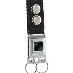 Dog Bone Keychain - Black/Silver - Black Webbing