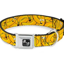 Dog Bone Seatbelt Buckle Collar - Bananas Stacked Cartoon Yellows