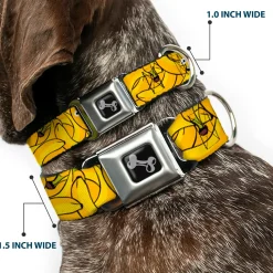 Dog Bone Seatbelt Buckle Collar - Bananas Stacked Cartoon Yellows