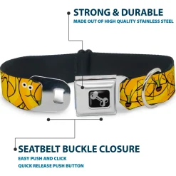 Dog Bone Seatbelt Buckle Collar - Bananas Stacked Cartoon Yellows
