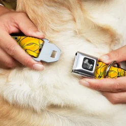 Dog Bone Seatbelt Buckle Collar - Bananas Stacked Cartoon Yellows