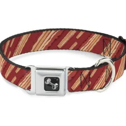 Dog Bone Seatbelt Buckle Collar - Bacon Slices Red