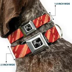 Dog Bone Seatbelt Buckle Collar - Bacon Slices Red