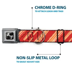 Dog Bone Seatbelt Buckle Collar - Bacon Slices Red