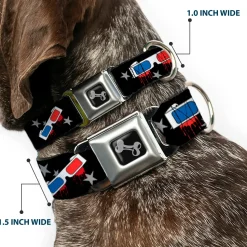 Dog Bone Seatbelt Buckle Collar - 3-D Glasses Dripping w/Stars