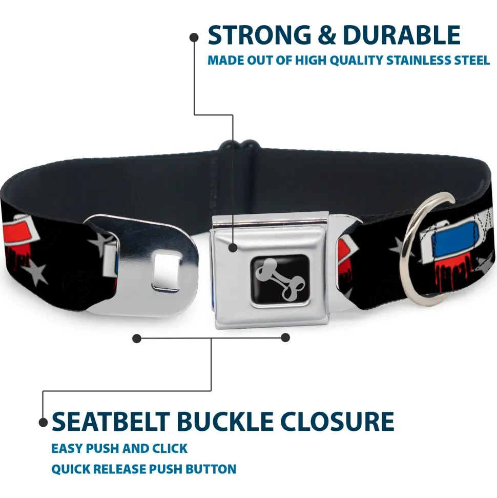 Dog Bone Seatbelt Buckle Collar - 3-D Glasses Dripping w/Stars