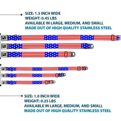 Dog Bone Seatbelt Buckle Collar - Americana Stars & Stripes2 Red/White/Blue