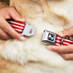 Dog Bone Seatbelt Buckle Collar - Americana Stars & Stripes2 Red/White/Blue