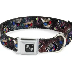 Dog Bone Seatbelt Buckle Collar - 3-D TV Cats in Space