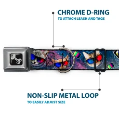 Dog Bone Seatbelt Buckle Collar - 3-D TV Cats in Space