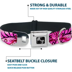 Dog Bone Seatbelt Buckle Collar - TJ-Fairy Pink Swirl