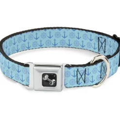Dog Bone Seatbelt Buckle Collar - Anchor2/Helm Monogram Blues