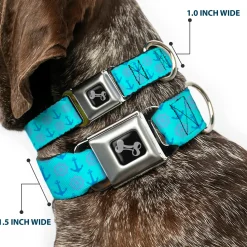 Dog Bone Seatbelt Buckle Collar - Anchor2/Helm Monogram Blues