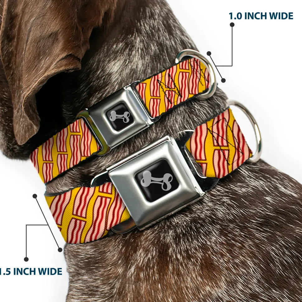 Dog Bone Seatbelt Buckle Collar - Bacon Cartoon Yellow