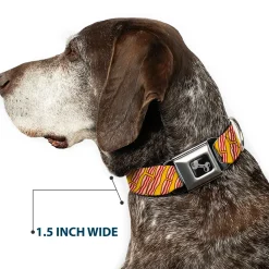 Dog Bone Seatbelt Buckle Collar - Bacon Cartoon Yellow