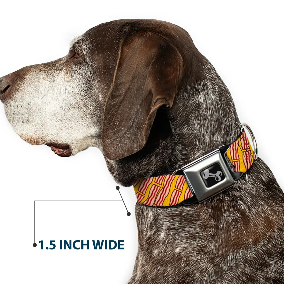 Dog Bone Seatbelt Buckle Collar - Bacon Cartoon Yellow