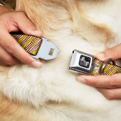 Dog Bone Seatbelt Buckle Collar - Bacon Cartoon Yellow