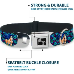 Dog Bone Seatbelt Buckle Collar - TJ-Blue Hair