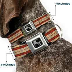 Dog Bone Seatbelt Buckle Collar - Americana Plaid