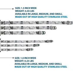 Dog Bone Seatbelt Buckle Collar - BD Skull w/Roses