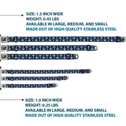 Dog Bone Seatbelt Buckle Collar - Anchor2 Flip CLOSE-UP Navy/Baby Blue/White