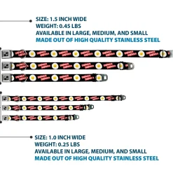 Dog Bone Seatbelt Buckle Collar - Bacon & Eggs Black