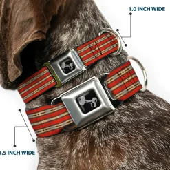 Dog Bone Seatbelt Buckle Collar - Americana Plaid2