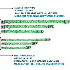 Dog Bone Seatbelt Buckle Collar - Bandana/Skulls Irish Green/White