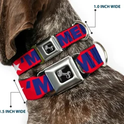 Dog Bone Seatbelt Buckle Collar - 'MERICA/Star Red/Blue/White