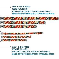 Dog Bone Seatbelt Buckle Collar - Americana Diagonal Vintage Stars & Stripes2