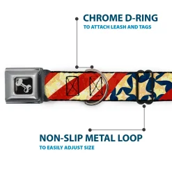 Dog Bone Seatbelt Buckle Collar - Americana Diagonal Vintage Stars & Stripes2